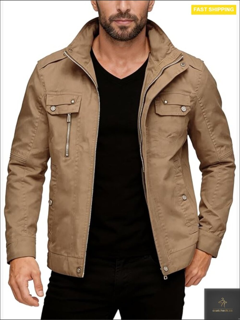 Men's Cotton Lightweight Military Field Jacket Casual Windbreaker Spring Coat